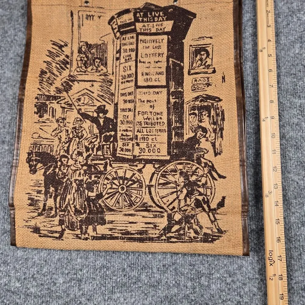 Vintage Graphic Jute Tote Bag Victorian‎ Illustration